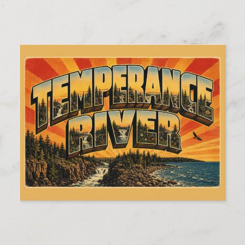 Temperance River Minnesota Waterfall Gorge Art Postcard