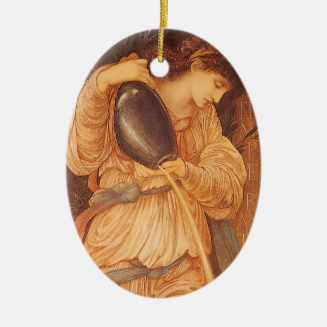 Temperantia by Sir Edward Coley Burne-Jones Ceramic Ornament (Front)