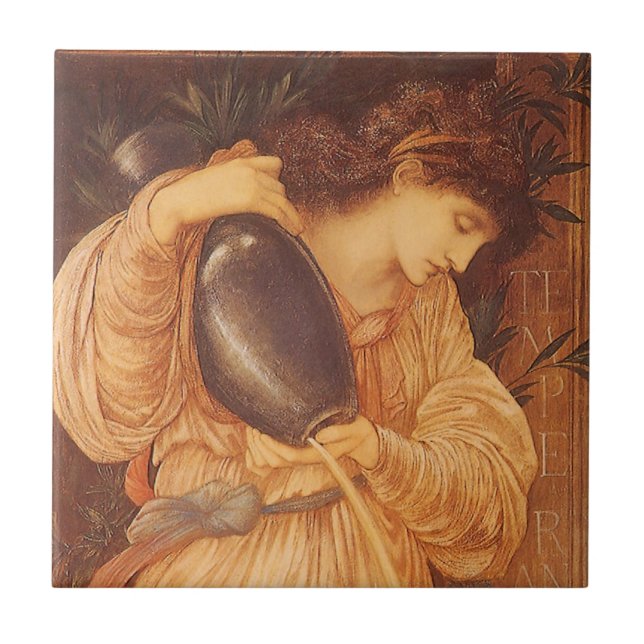 Temperantia by Sir Edward Coley Burne-Jones Ceramic Tile (Front)