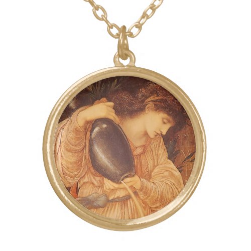 Temperantia by Sir Edward Coley Burne_Jones Gold Plated Necklace