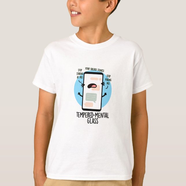 Tempered-mental Glass Funny Cellphone Pun  T-Shirt (Front)
