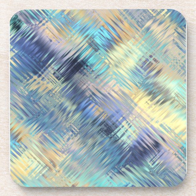 Tempered Pastel Rainbow Glass Abstract Beverage Coaster (Front)