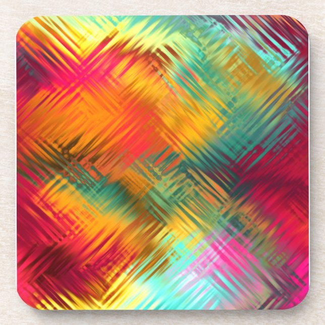 Tempered Rainbow Glass Beverage Coaster (Front)