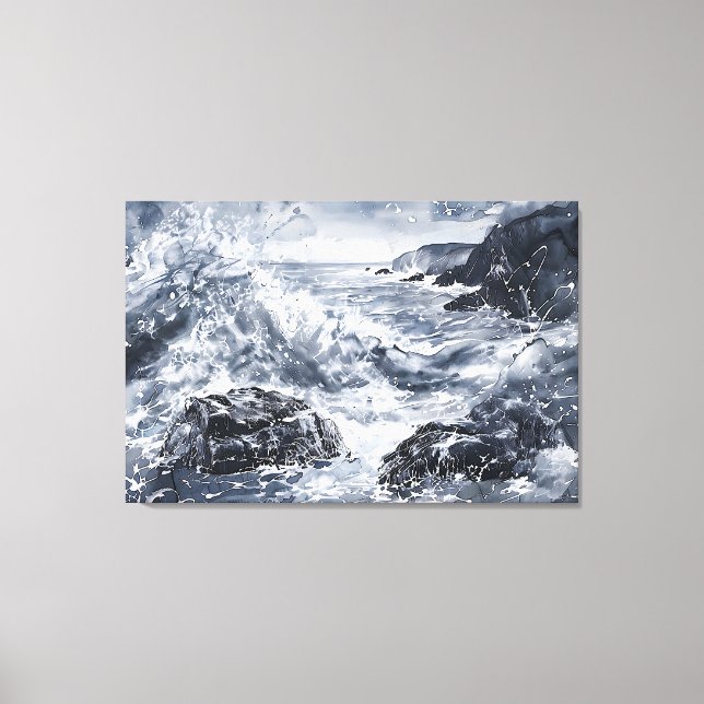 Tempest on the Welsh Shore Canvas Print (Front)