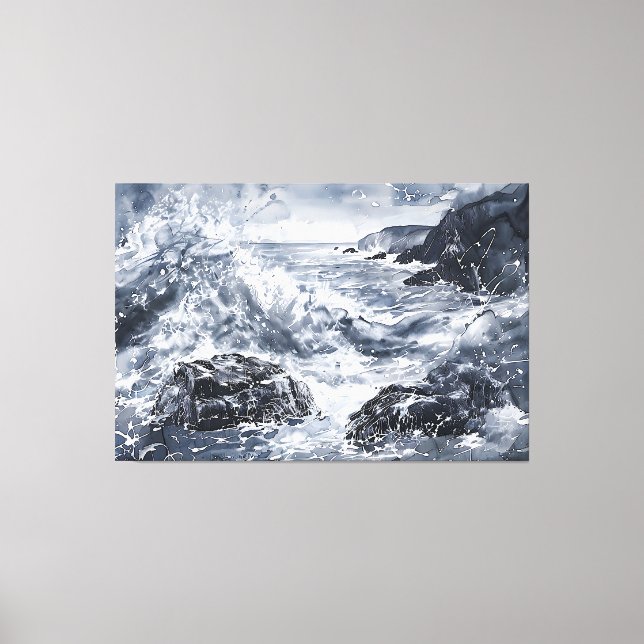 Tempest on the Welsh Shore Canvas Print (Front)
