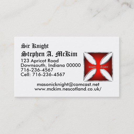Customizable Templar Business Card Template