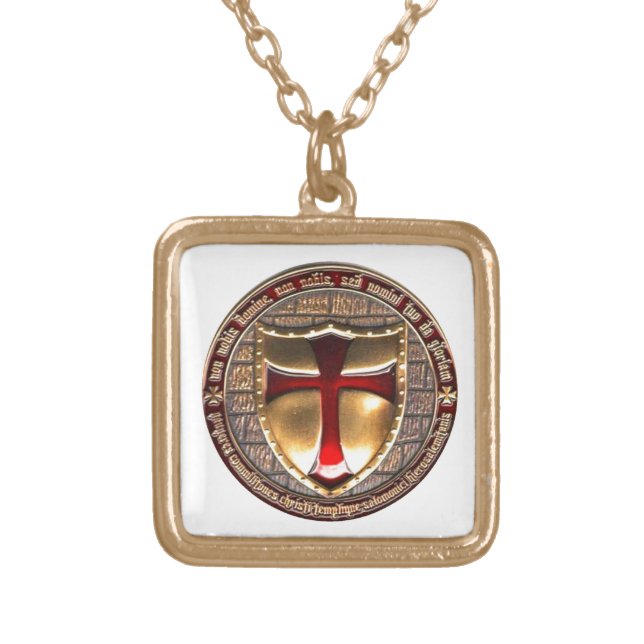 TEMPLAR COIN. GOLD PLATED NECKLACE (Front)