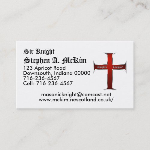 Templar Cross Business Card