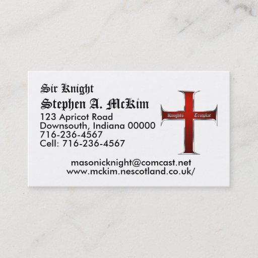 Customizable Templar Cross Business Card