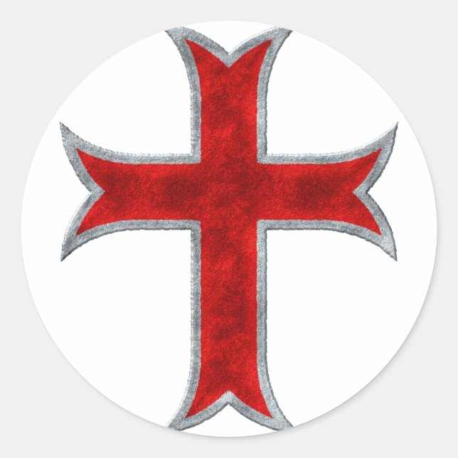 Templar Cross Classic Round Sticker (Front)