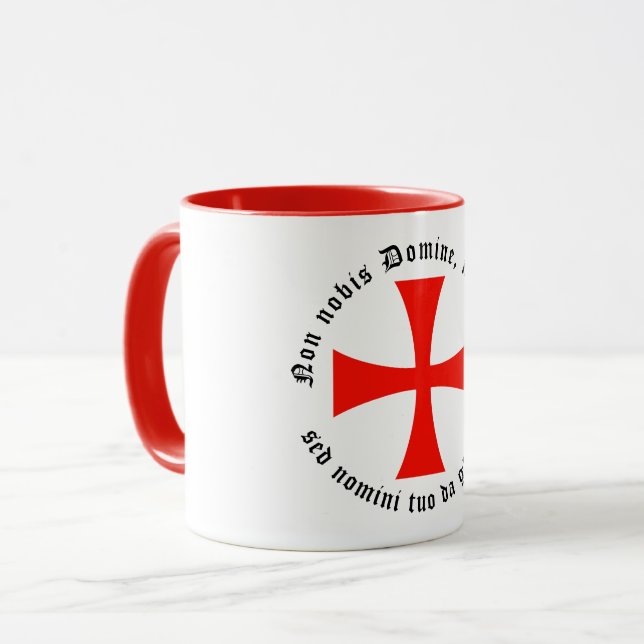 Templar cross coffee cup and templermotto (Front Left)