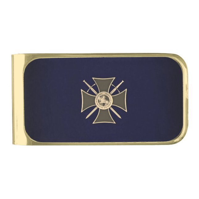 Templar Cross Gold Finish Money Clip (Front)