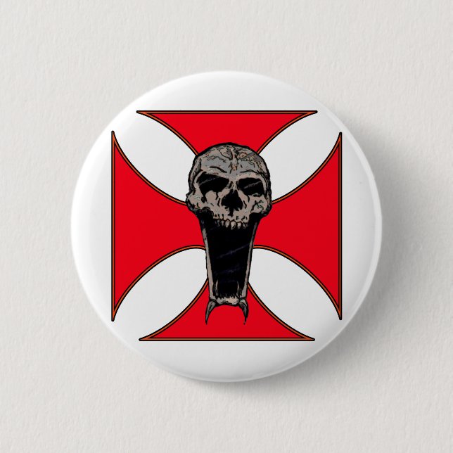Templar cross skull button (Front)