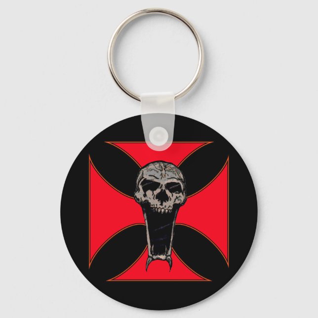 Templar cross skull keychain (Front)