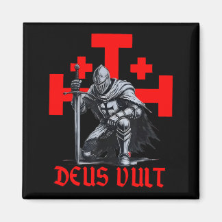 Templar Knight Crusader Deus Vult Cross Medieval F Magnet