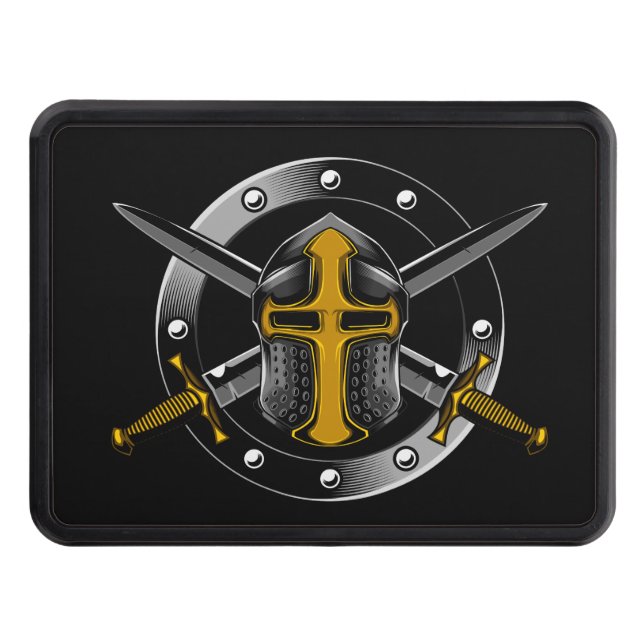 Templar Knight (Gold) with Crossed Swords   Hitch Cover (Front)