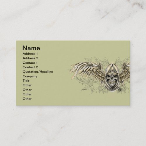 Templar Knight Gothic Medieval Skull with Wings Business Card