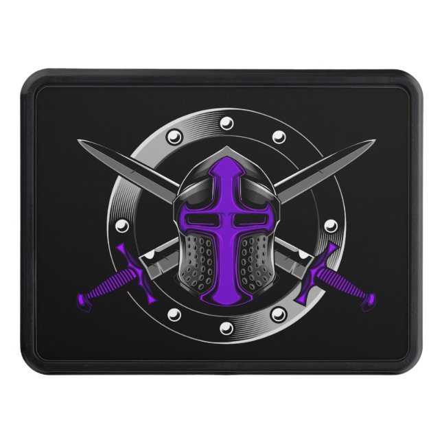 Templar Knight (Purple) with Crossed Swords  Hitch Cover (Front)