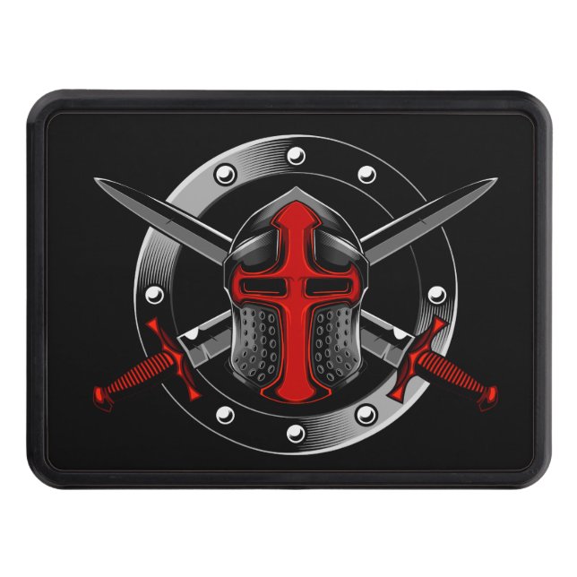 Templar Knight (Red) with Crossed Swords Hitch Cover (Front)