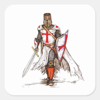 Templar Knight Square Sticker by Spot_Of_Tees at Zazzle