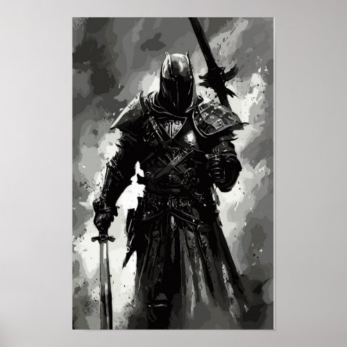 Templar Knight The crusader  abstract warrior Poster