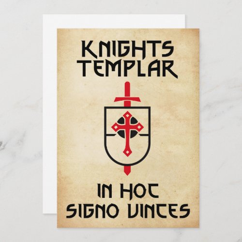 Templar Knight Vintage Papyrus In Hoc Signo Vinces Holiday Card