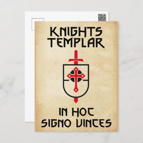 Templar Knight Vintage Papyrus In Hoc Signo Vinces Postcard
