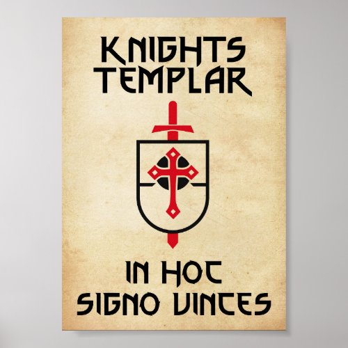 Templar Knight Vintage Papyrus In Hoc Signo Vinces Poster