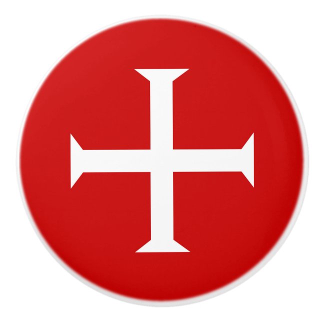 templar knights red cross malta teutonic hospitall ceramic knob (Front)
