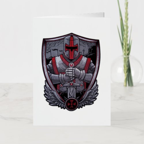 Templar Knights Shield Foil Greeting Card