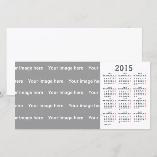 template  2015 Calendar Photo Card (Front/Back)