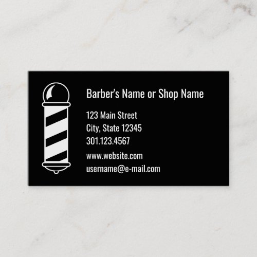 Template 2_Sided Black and White Barber Business Card