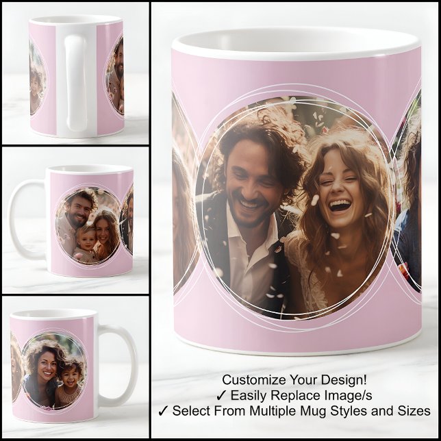 Template 3 Circular Photos Collage Pink C52 Coffee Mug (Creator Uploaded)