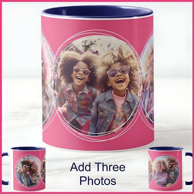 Template 3 Circular Photos Collage Pink C58 Mug (Creator Uploaded)