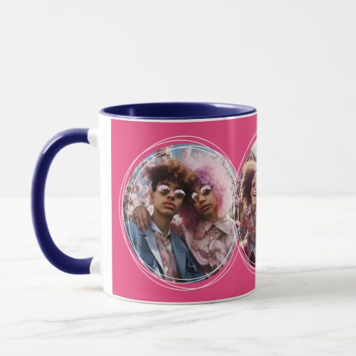 Template 3 Circular Photos Collage Pink C58 Mug