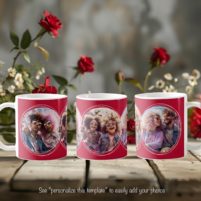 Template 3 Circular Photos Collage Red C81 Coffee Mug (Creator Uploaded)