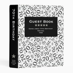 Template: 70th Birthday Black/White Guest Book Mini Binder