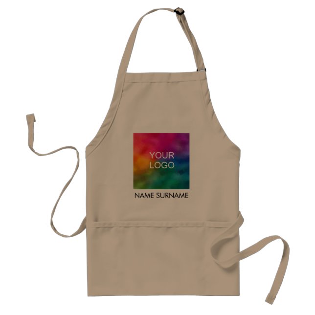 Template Add Name Surname Business Company Logo Adult Apron (Front)