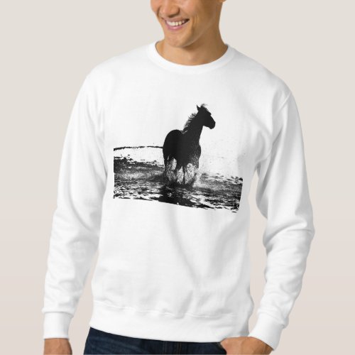 Template Add Your Own Text Running Horse Mens Sweatshirt