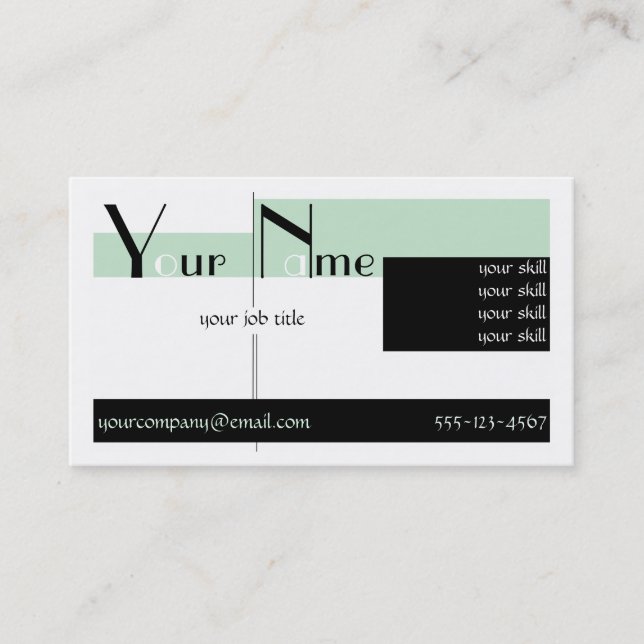template Art Deco Pastel Green Business Card (Front)