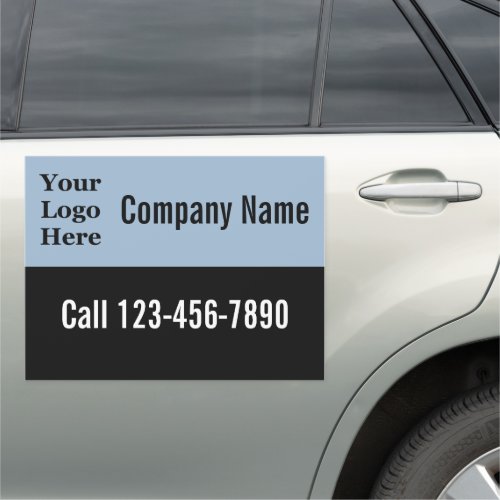 Template Baby Blue and Black Your Logo Here Car Magnet