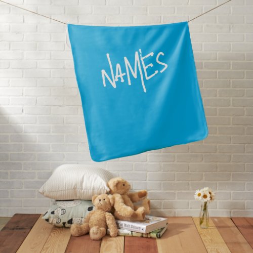 Template Baby Gifts Script Text Names Sky Blue Baby Blanket