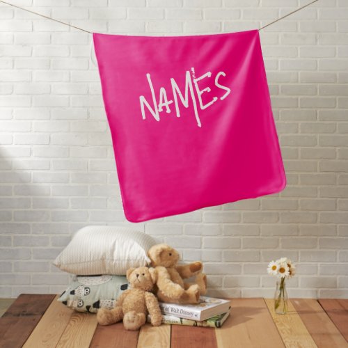 Template Baby Gifts Script Text Names Wow Pink Baby Blanket