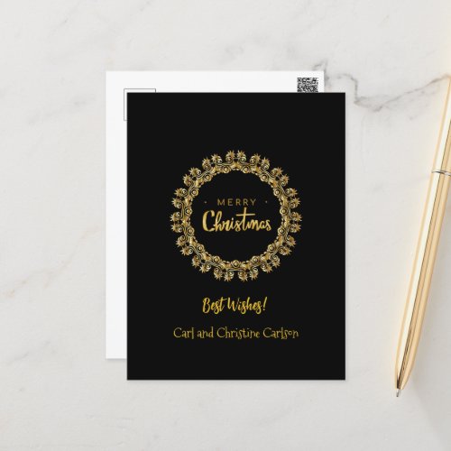 Template beautiful black and gold holiday postcard