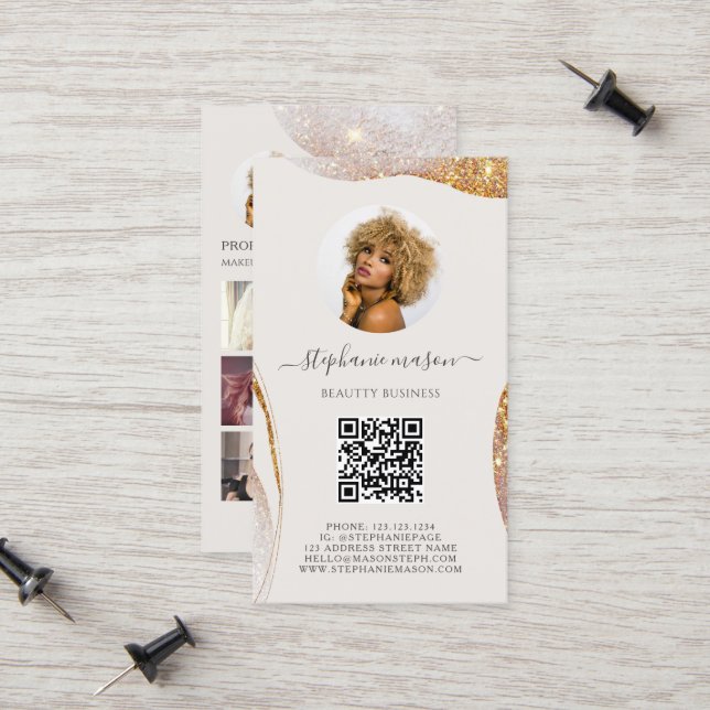 Template Beauty Esthetician Social Media Business Calling Card (Front/Back In Situ)