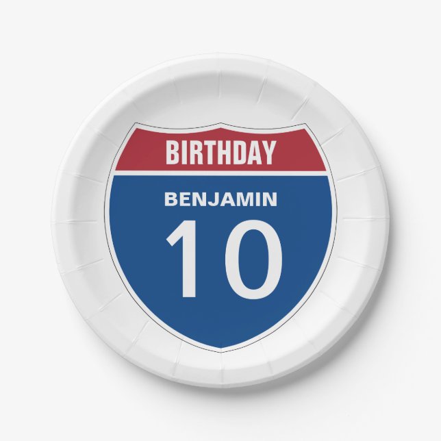 Template BIRTHDAY INTERSTATE STATE DESIGN Paper Plates (Front)