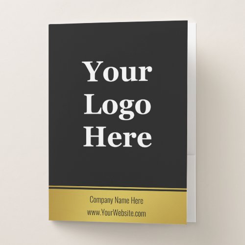 Template Black and Faux Gold Your Logo Here Pocket Folder
