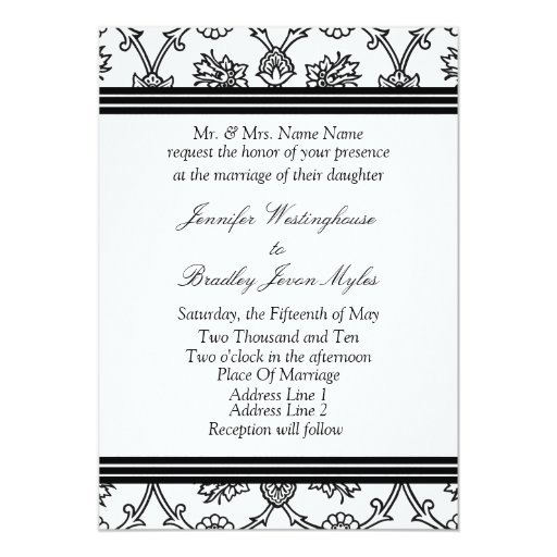 Template Black And White Wedding Invitation | Zazzle