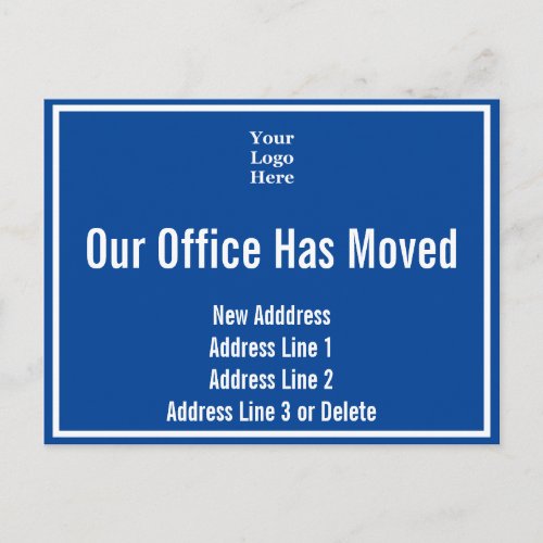 Template Blue and White Office Moving Announcement Postcard