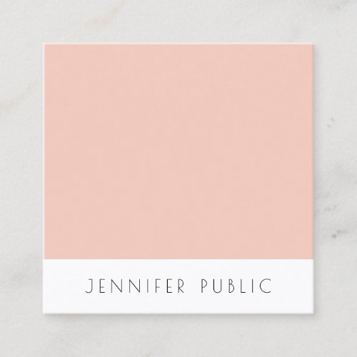 Template Blush Pink White Modern Simple Elegant Square Business Card